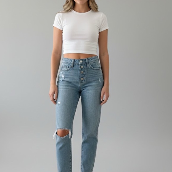 Distressed Blue Women's Jeans - Picture 2 of 3